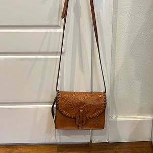 Patricia Nash genuine leather crossbody purse. Burnished Tooled Collection